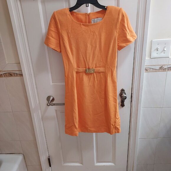 St. John Tangerine  Orange Tweed Dress - Picture 2 of 9